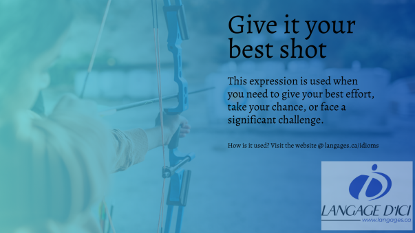 An archer aiming at a target to illustrate the expression 'give it your best shot', meaning to do your best when facing a challenge—an idiom rooted in precision sports like archery.