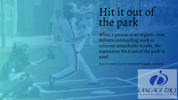 A baseball player 'hitting it out of the park', symbolizing a major success or achievement.