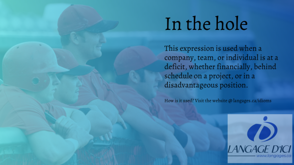 Baseball dugout illustrating being 'in the hole'.