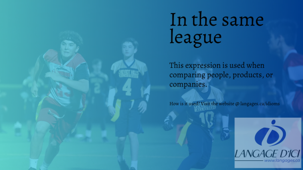 Flag football game illustrating 'in the same league,' meaning comparable level, performance, or quality.