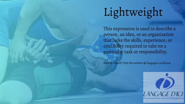 Two wrestlers compete in the same weight class, illustrating the sporting origin of the term 'lightweight'.