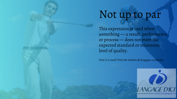Joueur de golf en train d'effectuer un coup, illustrant l'expression anglaise 'not up to par'.