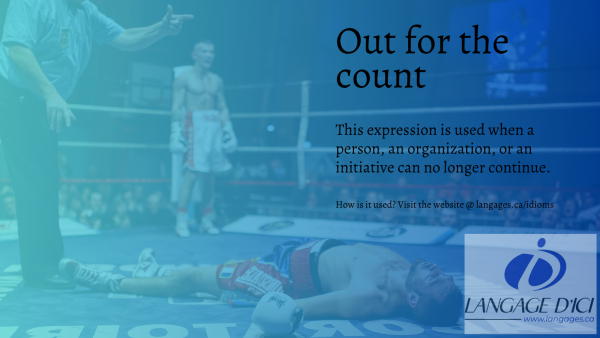 A boxer knocked out on the canvas during a match, illustrating the expression 'out for the count.'