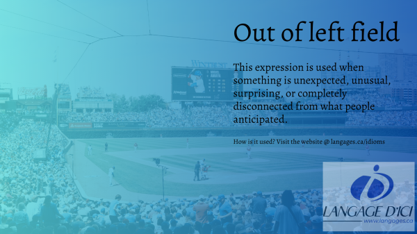 Baseball player in left field illustrating the expression 'out of left field'.