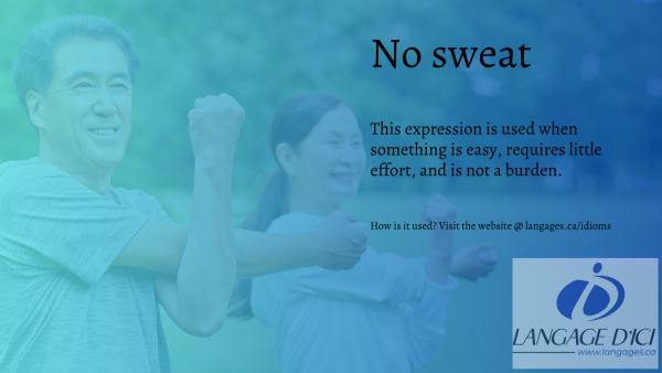 Personnes faisant de l'exercice sans effort, détendu et ne transpirant pas, illustrant l'expression 'no sweat'.